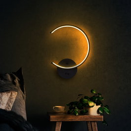 Opviq Moon - 13328 Lámpara de pared negra con LED integral